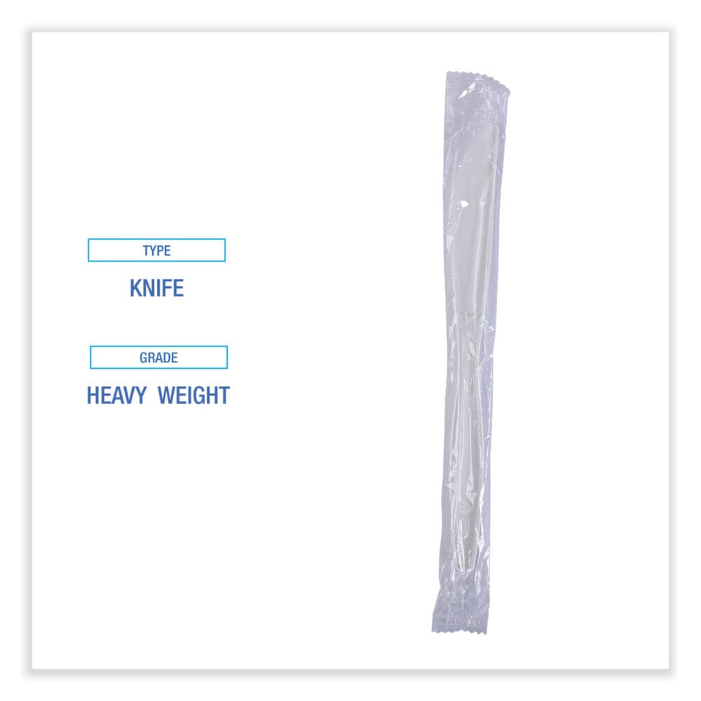 Heavyweight Wrapped Polypropylene Cutlery, Knife, White, 1,000/Carton - Image 4