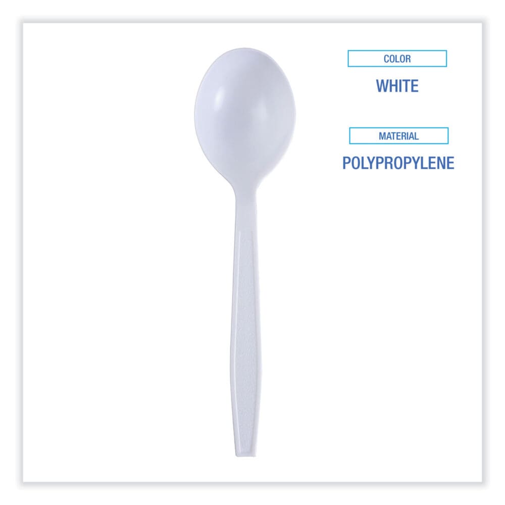 Heavyweight Wrapped Polypropylene Cutlery, Soup Spoon, White, 1,000/Carton - Image 2