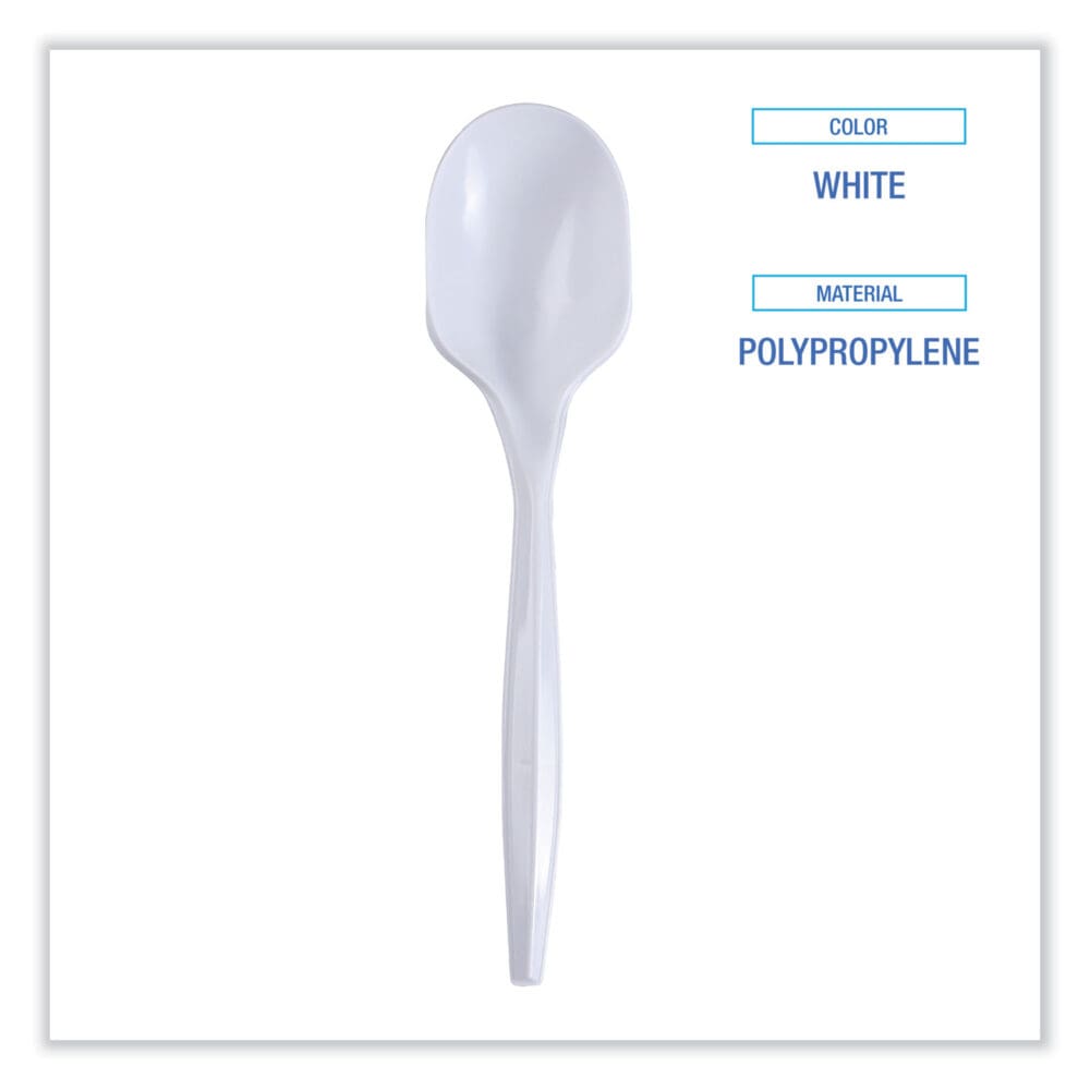Mediumweight Wrapped Polypropylene Cutlery, Soup Spoon, White, 1,000/Carton - Image 2