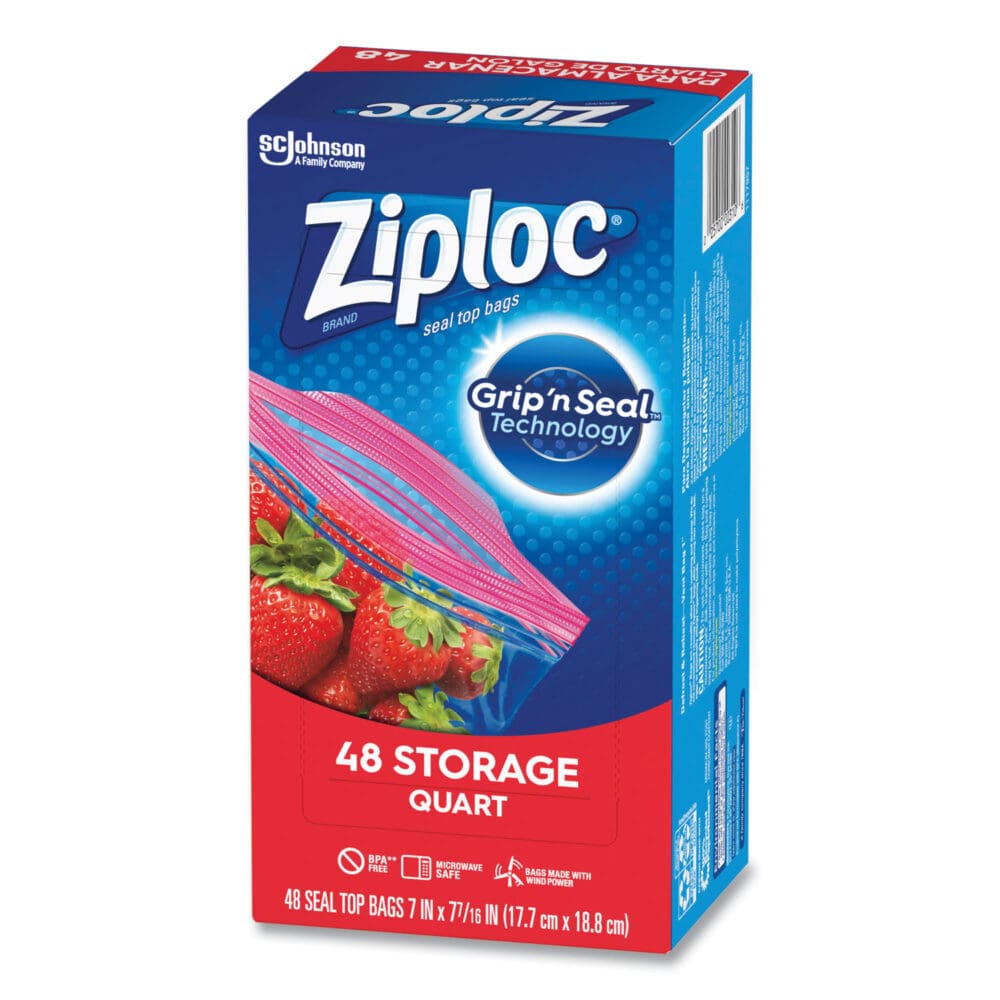 Double Zipper Storage Bags, 1 qt, 1.75 mil, 9.63" x 8.5", Clear, 9/Carton - Image 3