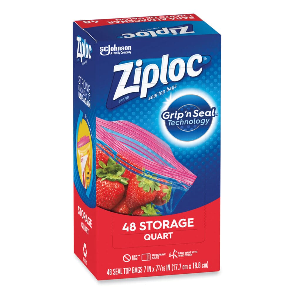 Double Zipper Storage Bags, 1 qt, 1.75 mil, 9.63" x 8.5", Clear, 9/Carton - Image 4