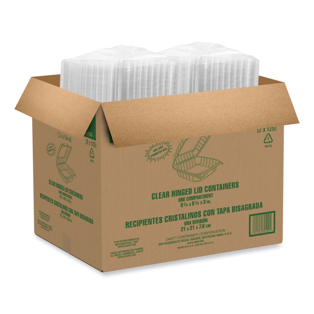 ClearSeal Hinged-Lid Plastic Containers, 8.22w x 3.02h, Clear, Plastic, 250/Carton - Image 4