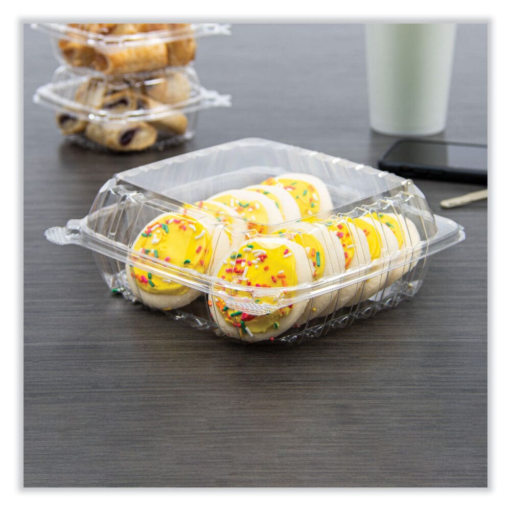 ClearSeal Hinged-Lid Plastic Containers, 8.22w x 3.02h, Clear, Plastic, 250/Carton - Image 2
