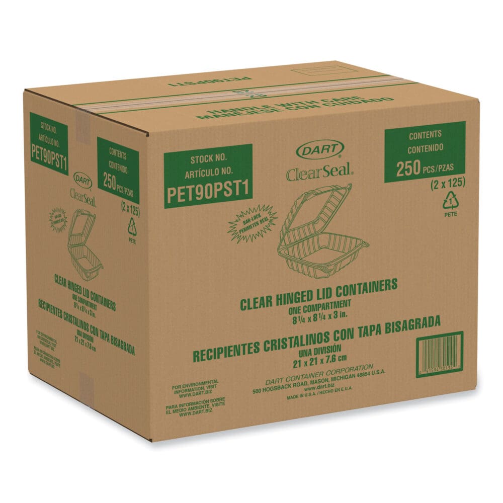 ClearSeal Hinged-Lid Plastic Containers, 8.22w x 3.02h, Clear, Plastic, 250/Carton - Image 7