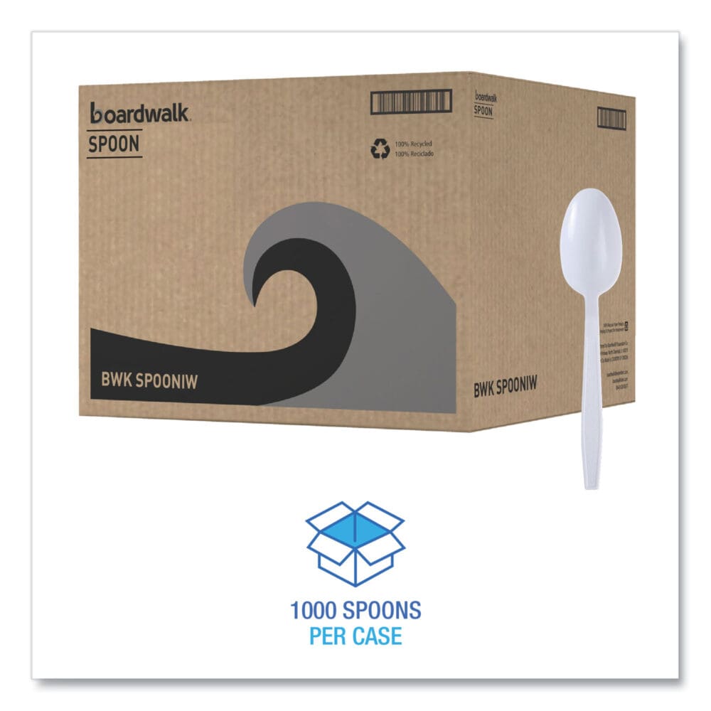 Mediumweight Wrapped Polypropylene Cutlery, Teaspoon, White, 1,000/Carton - Image 8