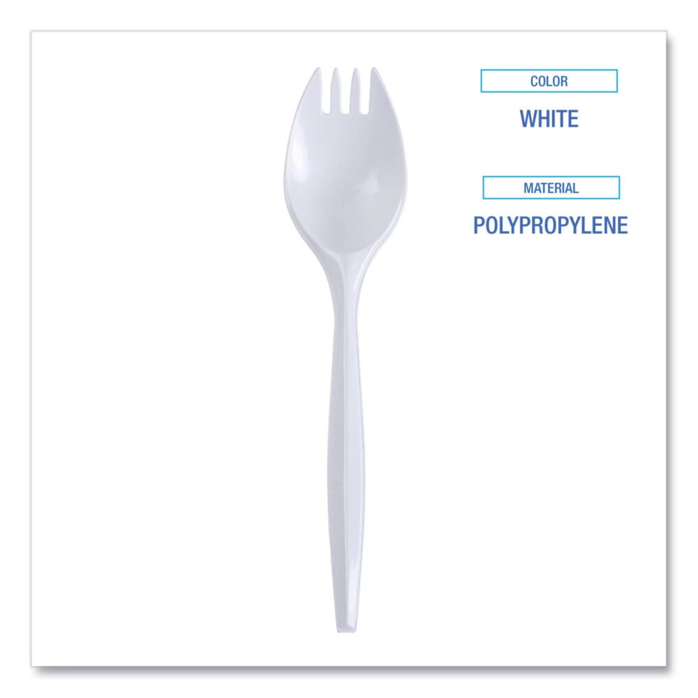 Mediumweight Wrapped Polypropylene Cutlery, Spork, White, 1,000/Carton - Image 2