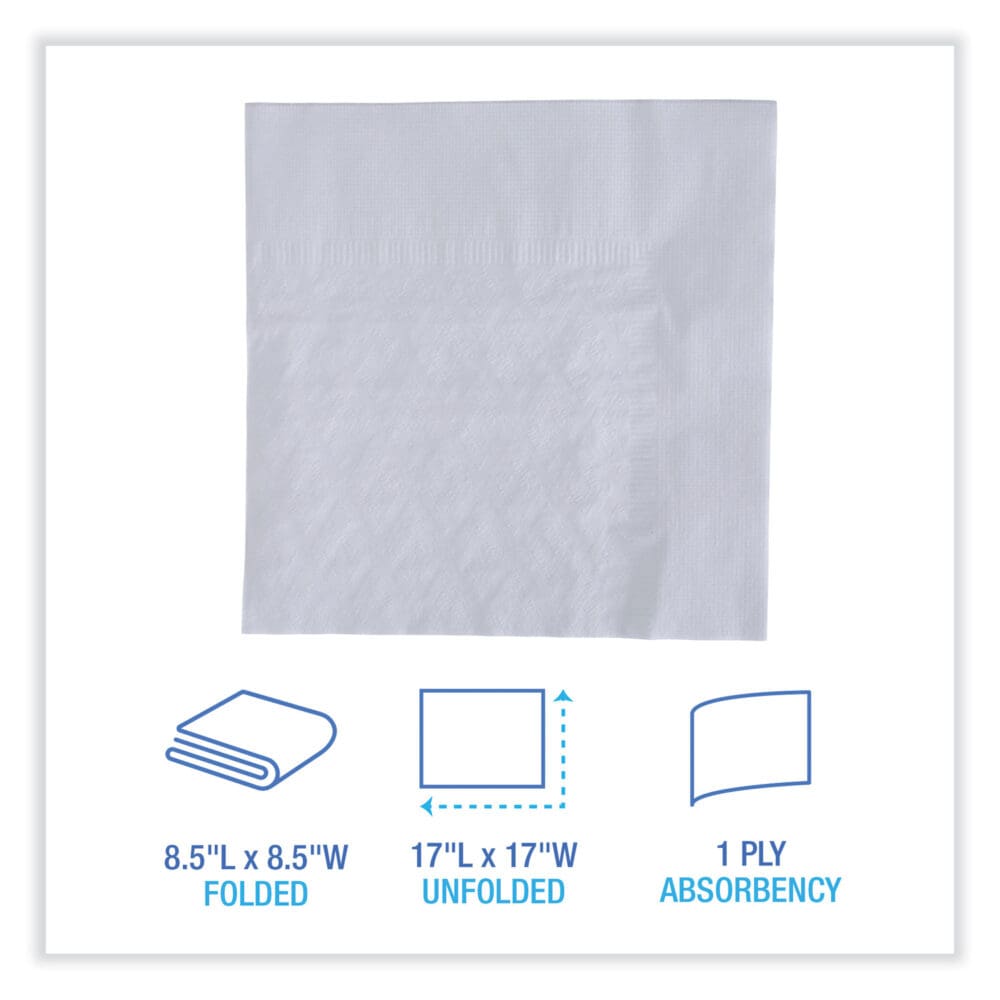 Dinner Napkin, 1-Ply, 17 x 17, White, 250/Pack, 12 Packs/Carton - Image 8