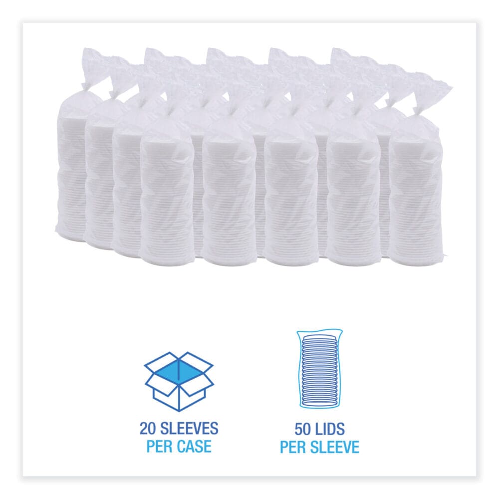 Deerfield Hot Cup Lids, Fits 10 oz to 20 oz Cups, White, Plastic, 50/Pack, 20 Packs/Carton - Image 9