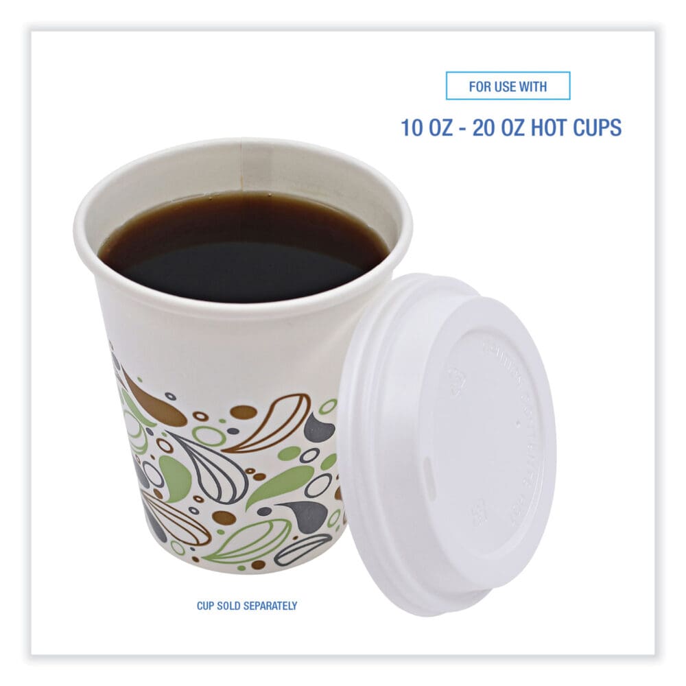Deerfield Hot Cup Lids, Fits 10 oz to 20 oz Cups, White, Plastic, 50/Pack, 20 Packs/Carton - Image 3
