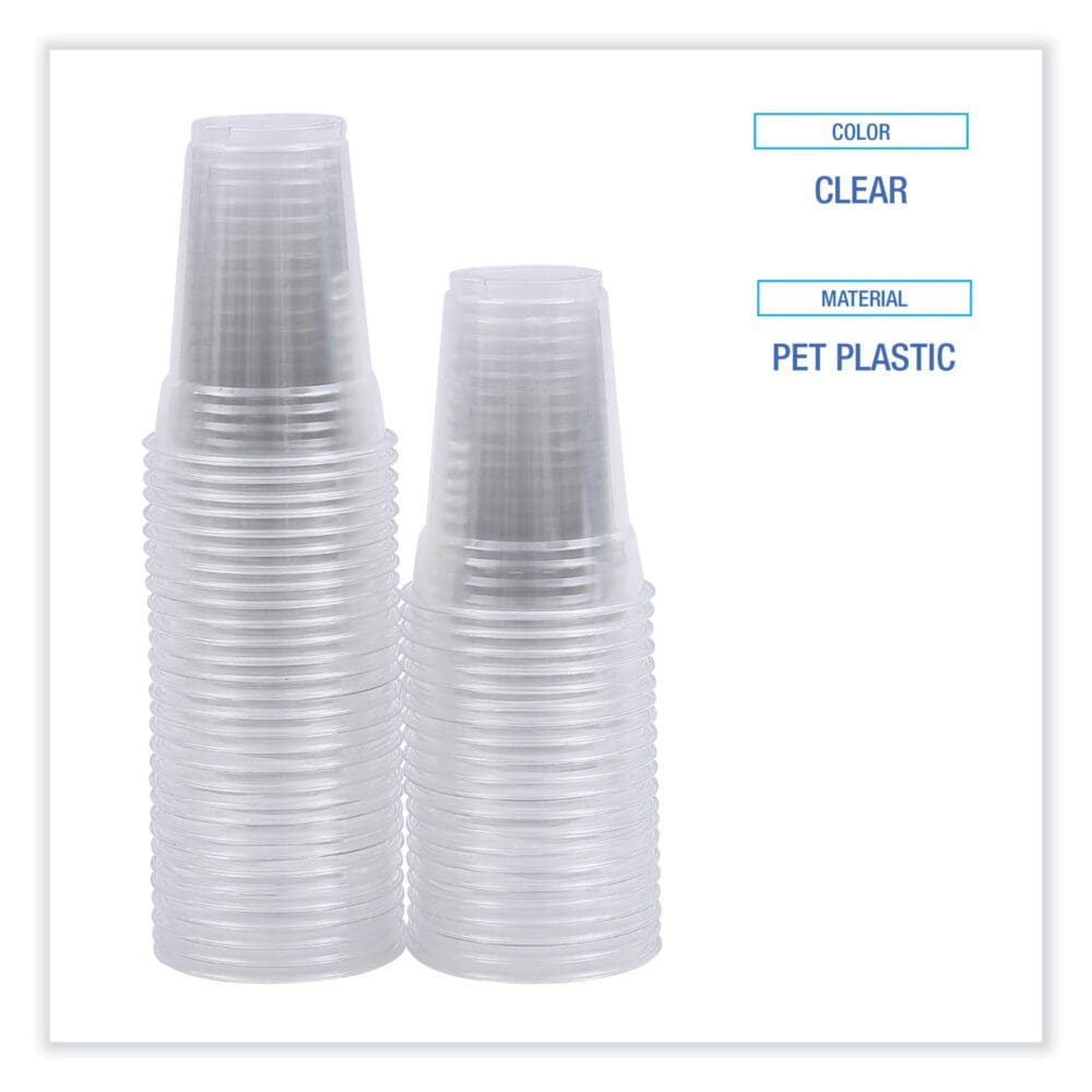 Clear Plastic Cold Cups, 9 oz, PET, 50 Cups/Sleeve, 20 Sleeves/Carton - Image 2