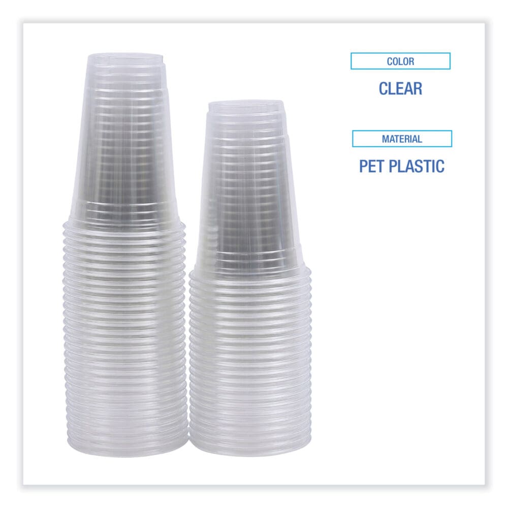 Clear Plastic Cold Cups, 20 oz, PET, 50 Cups/Sleeve, 20 Sleeves/Carton - Image 2