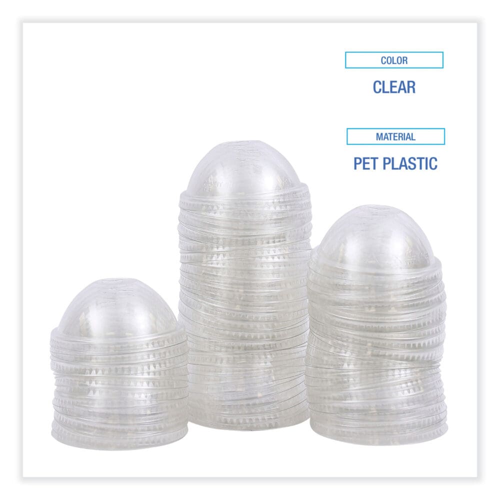 PET Cold Cup Dome Lids, Fits 12 oz Squat and 14 to 24 oz Plastic Cups, Clear, 100 Lids/Sleeve, 10 Sleeves/Carton - Image 10