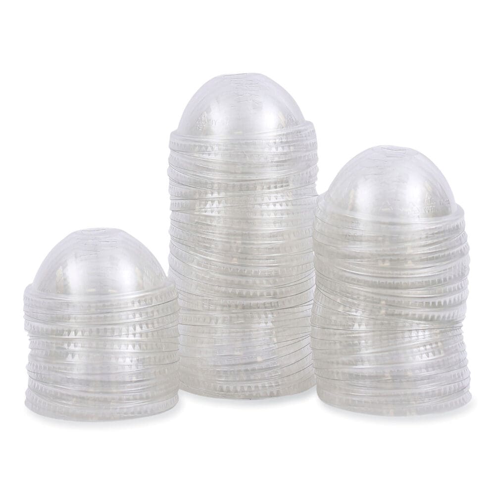 PET Cold Cup Dome Lids, Fits 12 oz Squat and 14 to 24 oz Plastic Cups, Clear, 100 Lids/Sleeve, 10 Sleeves/Carton - Image 8