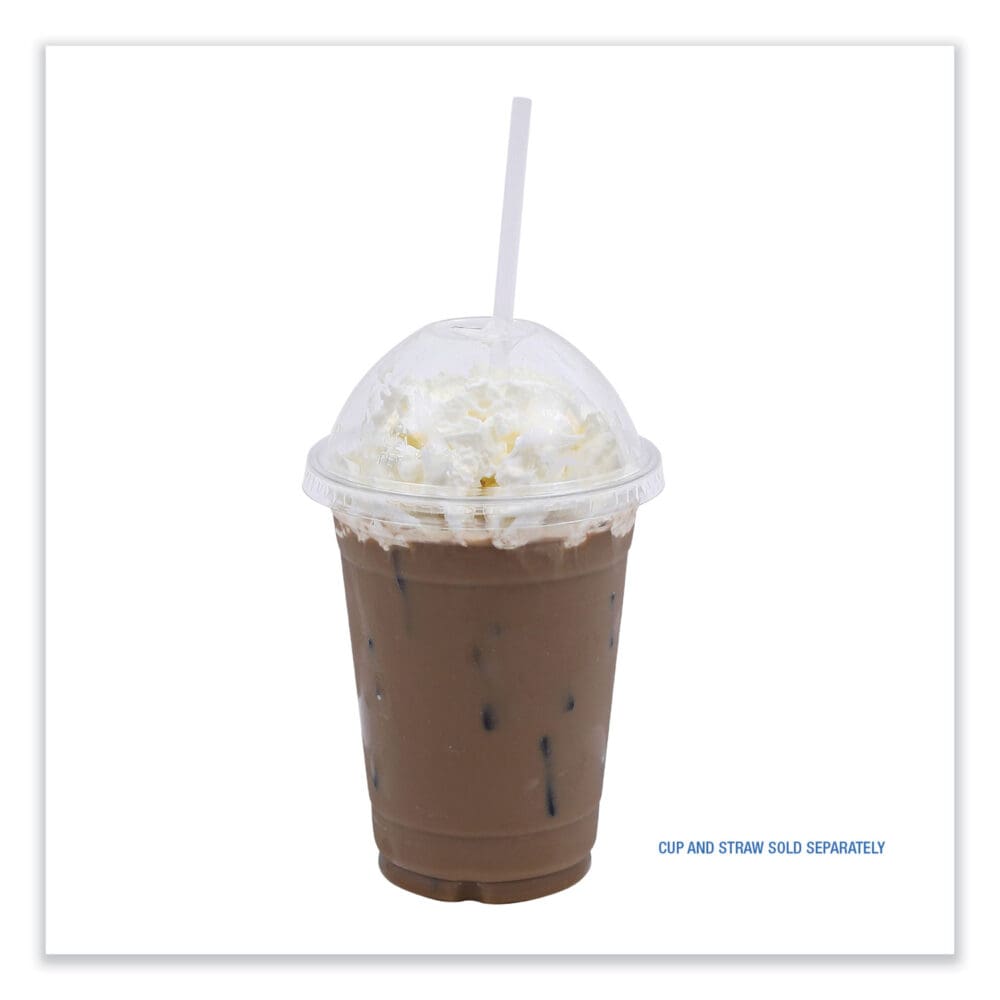 PET Cold Cup Dome Lids, Fits 12 oz Squat and 14 to 24 oz Plastic Cups, Clear, 100 Lids/Sleeve, 10 Sleeves/Carton - Image 9