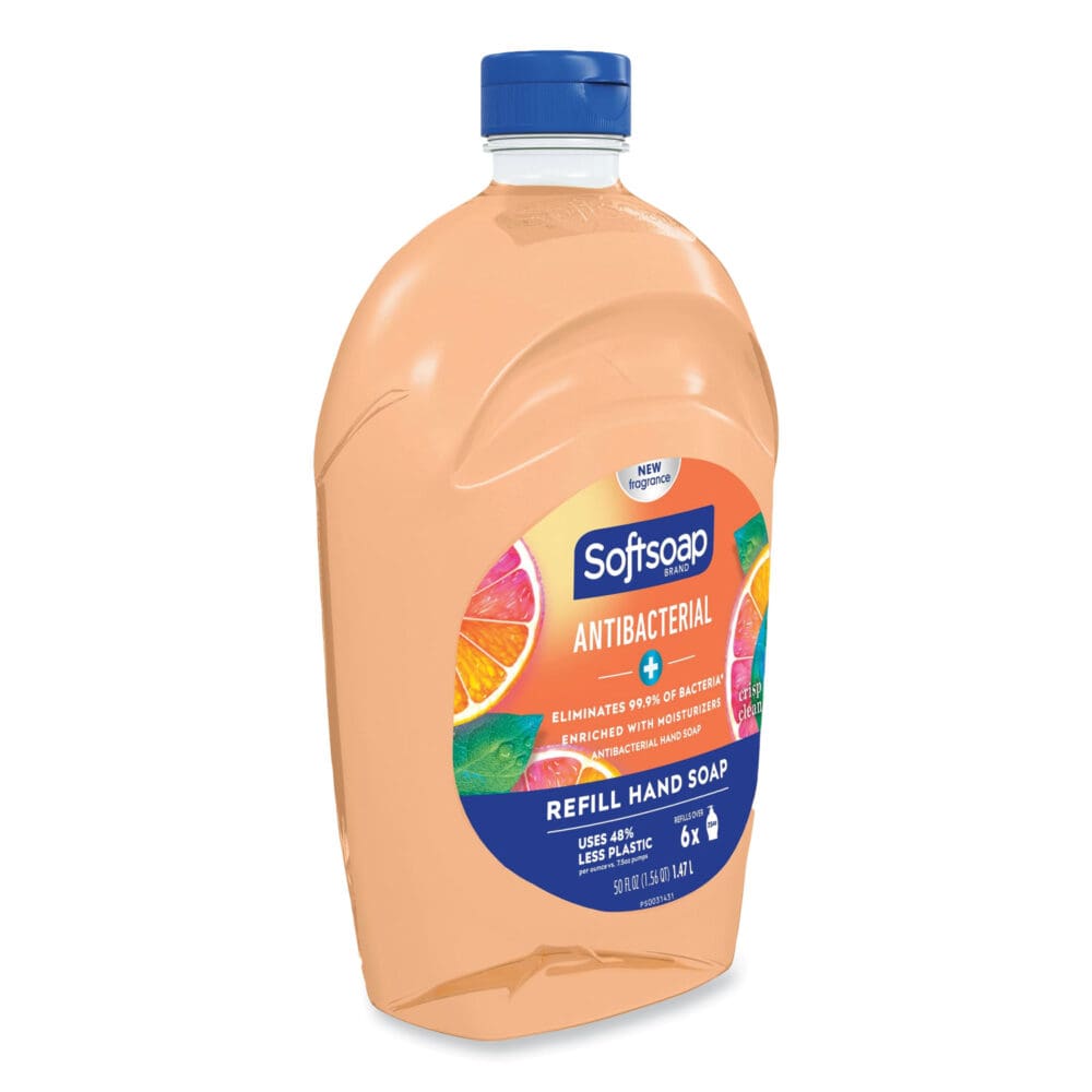 Antibacterial Liquid Hand Soap Refills, Fresh, 50 oz, Orange, 6/Carton - Image 2