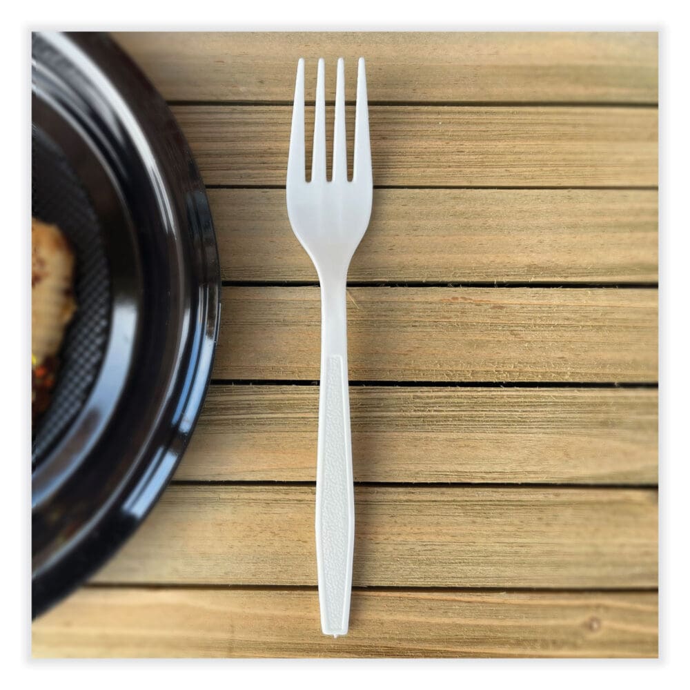 Heavyweight Polypropylene Cutlery, Fork, White, 1000/Carton - Image 2