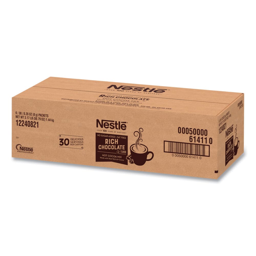 Hot Cocoa Mix, Rich Chocolate, 0.28 oz Packet, 30 Packets/Box, 6 Boxes/Carton - Image 3