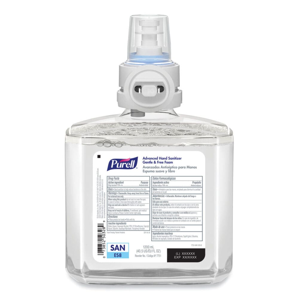 Advanced Hand Sanitizer Gentle and Free Foam, 1,200 mL Refill, Fragrance-Free, For ES8 Dispensers, 2/Carton - Image 10