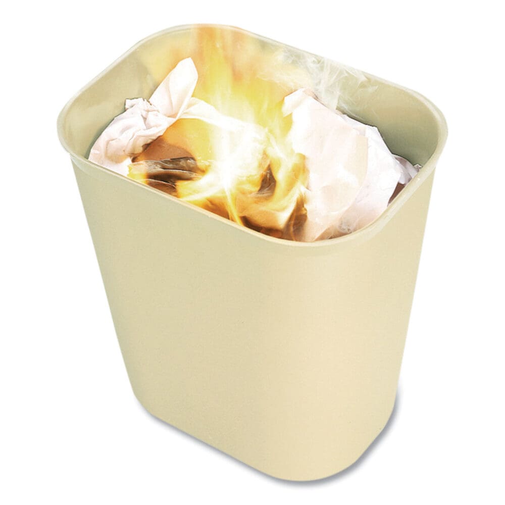 Fiberglass Wastebasket, 7 gal, Fiberglass, Beige - Image 4