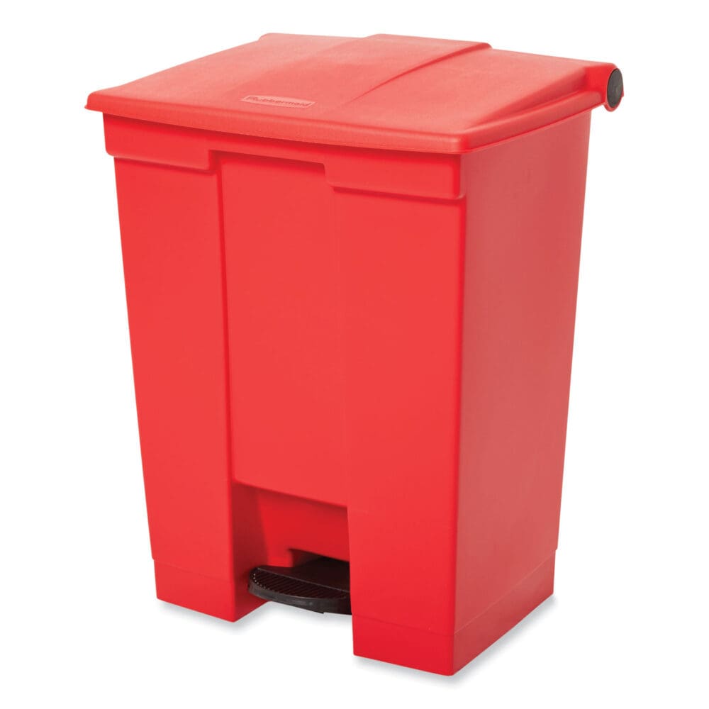 Indoor Utility Step-On Waste Container, 18 gal, Plastic, Red - Image 4