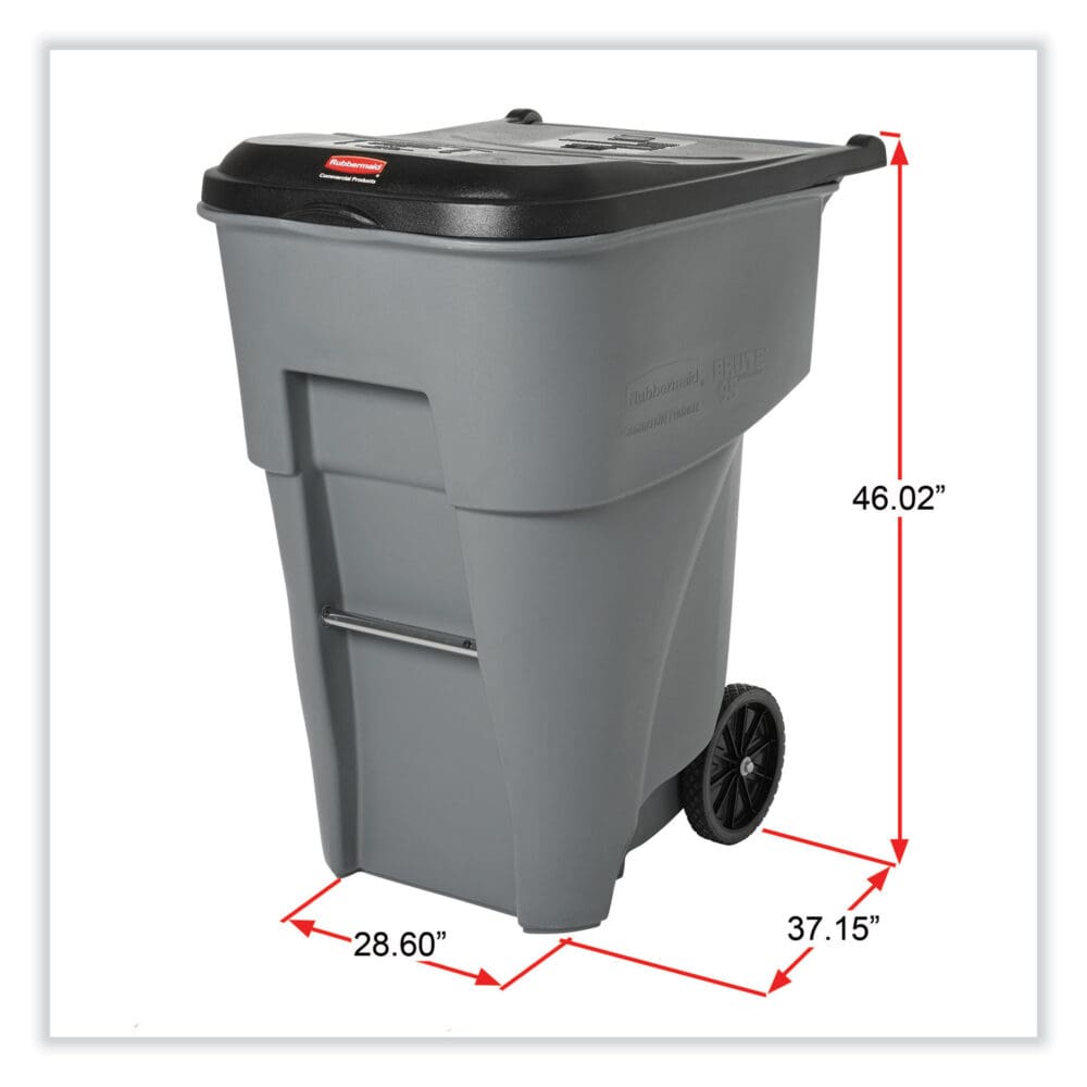 Brute Roll-Out Heavy-Duty Container, 95 gal, Polyethylene, Gray - Image 2