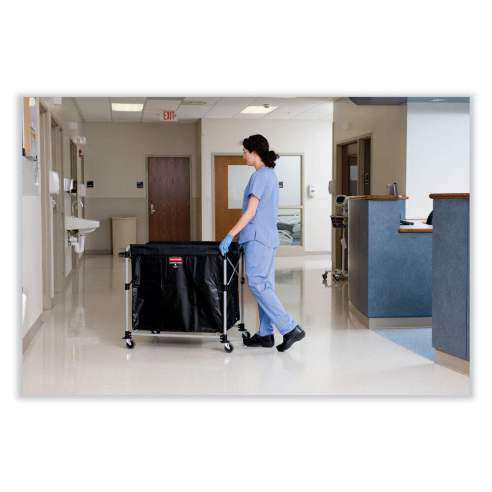 One-Compartment Collapsible X-Cart, Synthetic Fabric, 9.96 cu ft Bin, 24.1" x 35.7" x 34", Black/Silver - Image 7