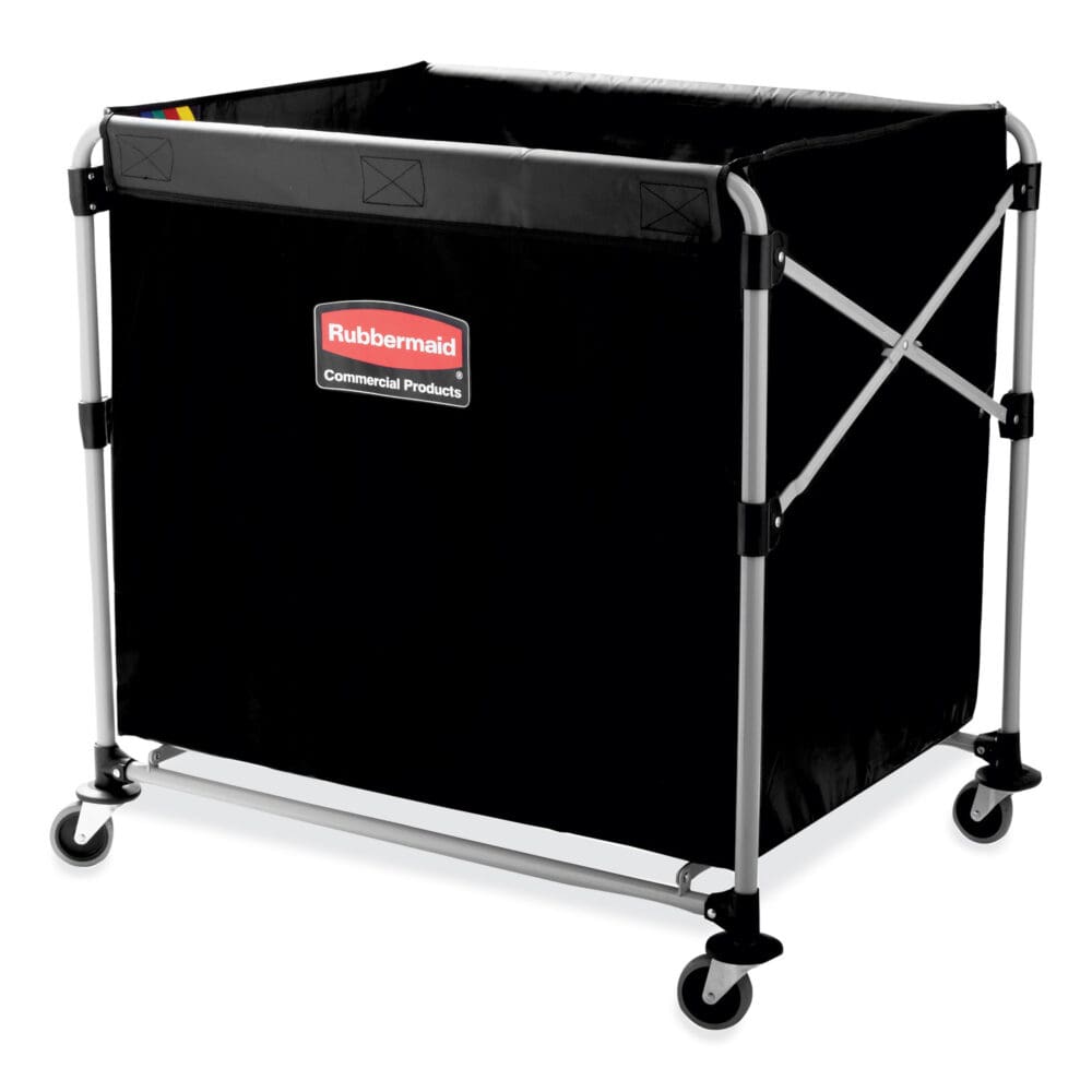 One-Compartment Collapsible X-Cart, Synthetic Fabric, 9.96 cu ft Bin, 24.1" x 35.7" x 34", Black/Silver - Image 2