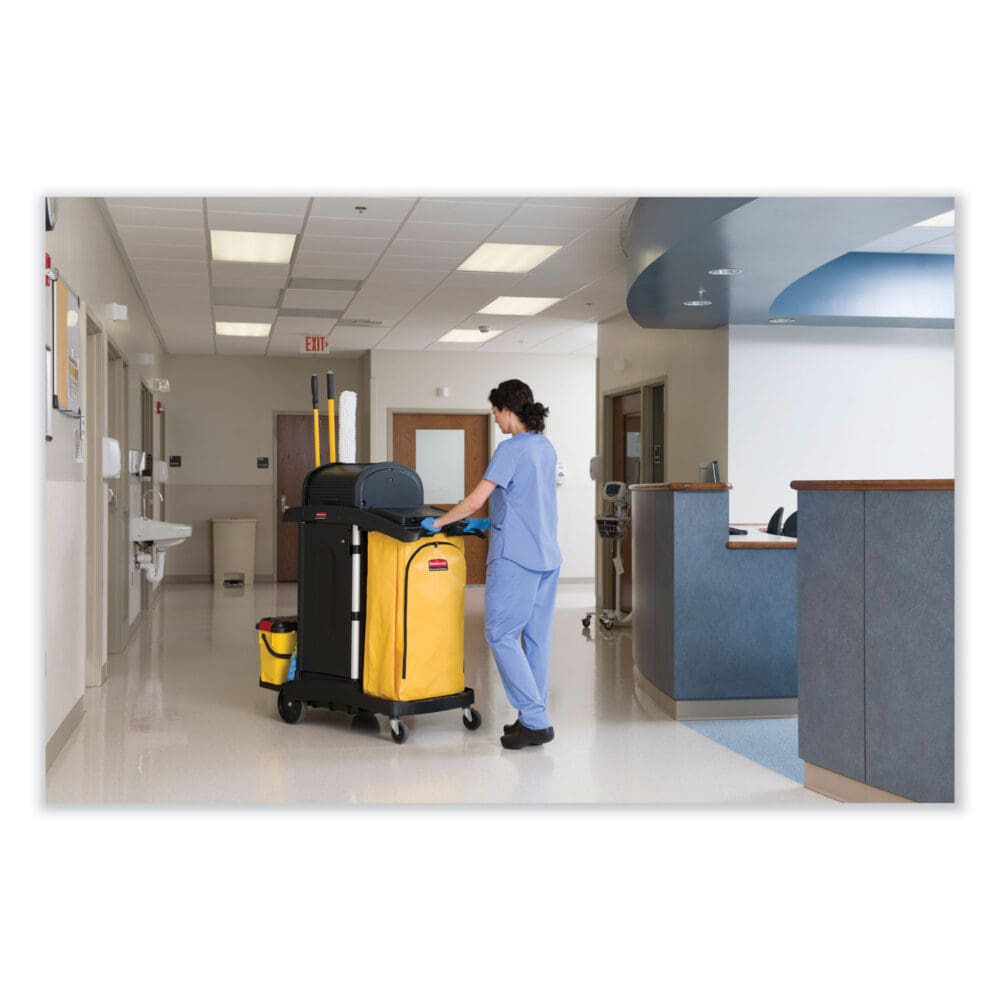 Vinyl Cleaning Cart Bag, 34 gal, 17.5" x 33", Yellow - Image 4