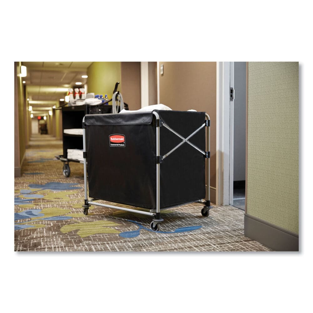 One-Compartment Collapsible X-Cart, Synthetic Fabric, 9.96 cu ft Bin, 24.1" x 35.7" x 34", Black/Silver - Image 5