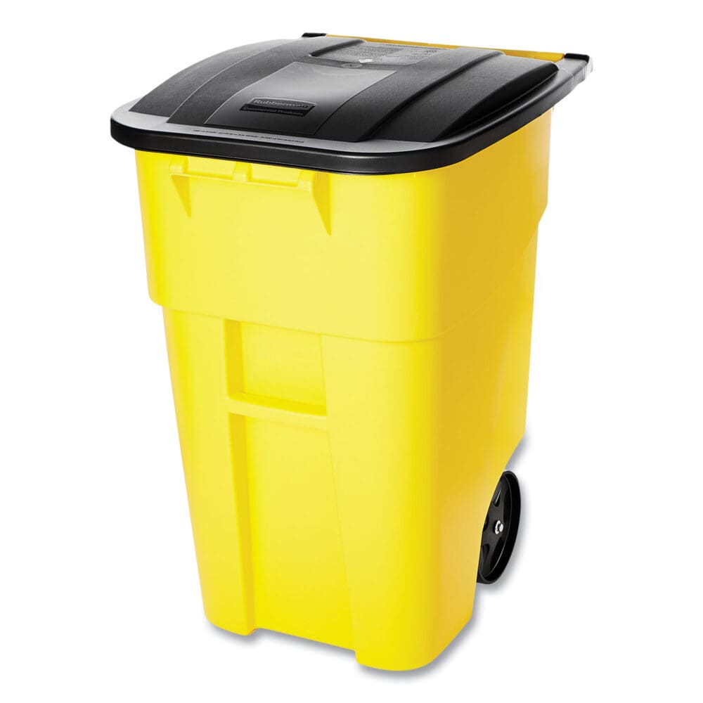Square Brute Rollout Container, 50 gal, Molded Plastic, Yellow - Image 5