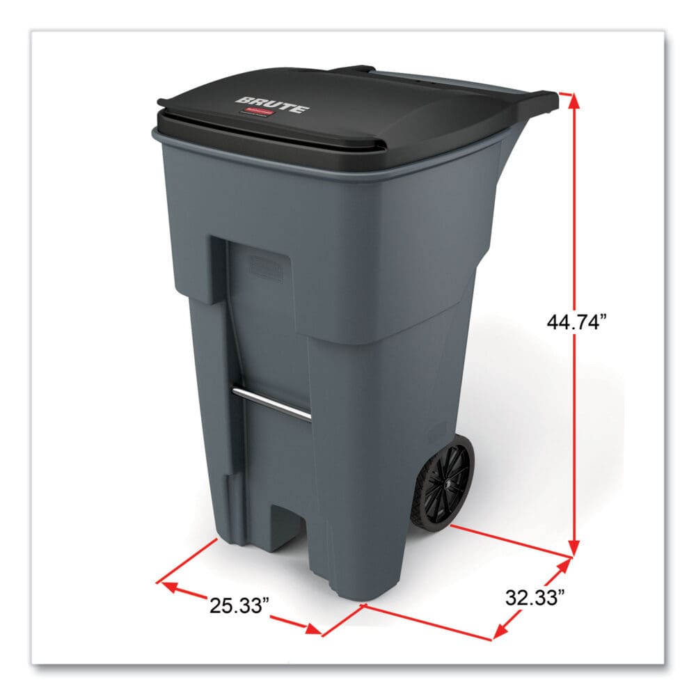 Brute Roll-Out Heavy-Duty Container, 65 gal, Polyethylene, Gray - Image 2