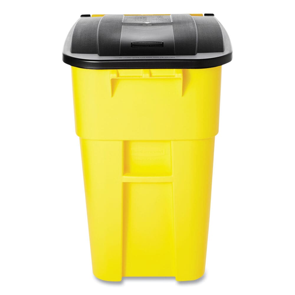 Square Brute Rollout Container, 50 gal, Molded Plastic, Yellow - Image 4