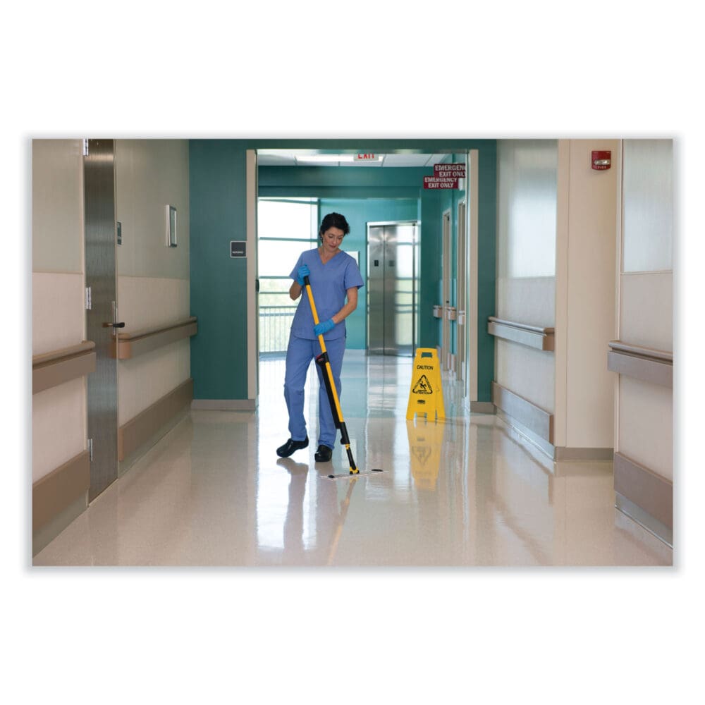 Pulse Microfiber Spray Mop System, 17" Wide Microfiber Head, 52" Yellow Plastic Handle - Image 3