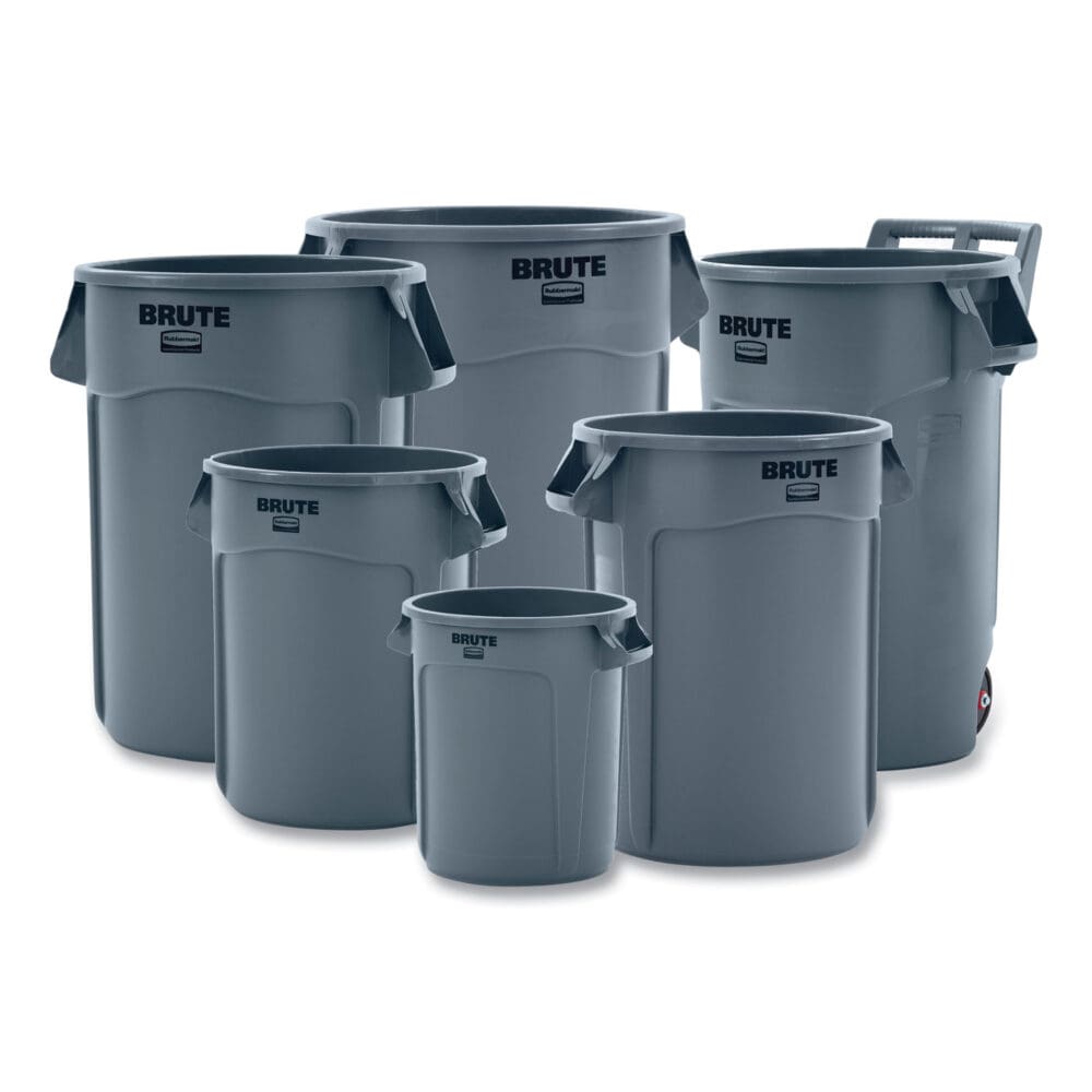 Vented Round Brute Container, 55 gal, Plastic, Gray - Image 7