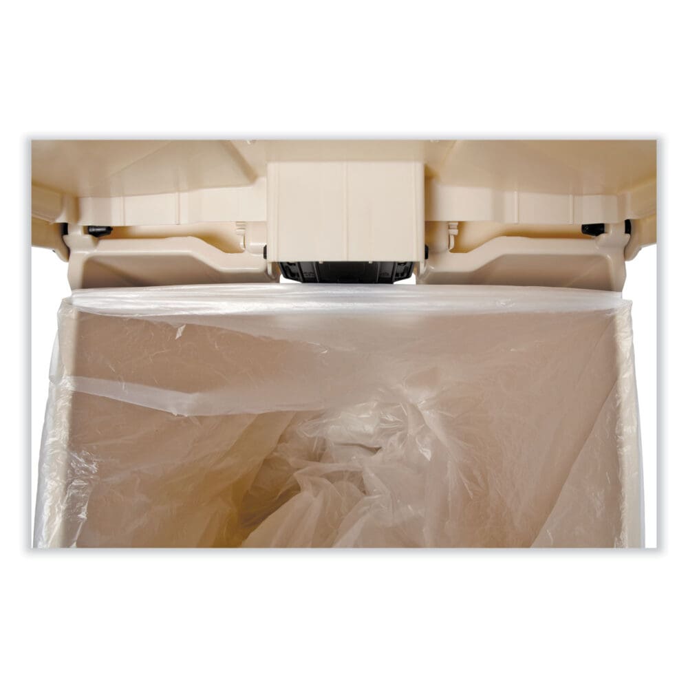 Indoor Utility Step-On Waste Container, 12 gal, Plastic, Beige - Image 9