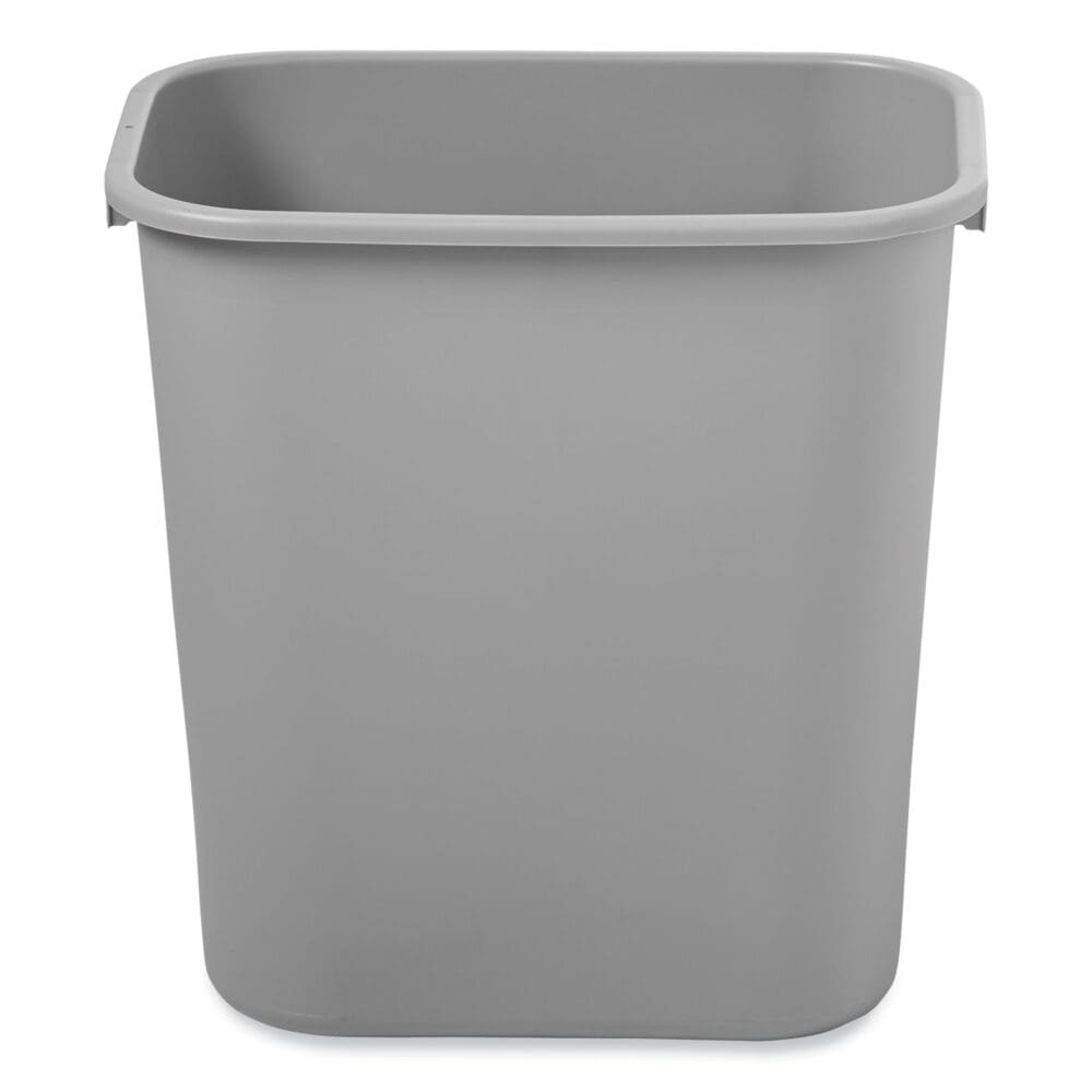 Deskside Plastic Wastebasket, 7 gal, Plastic, Gray - Image 3