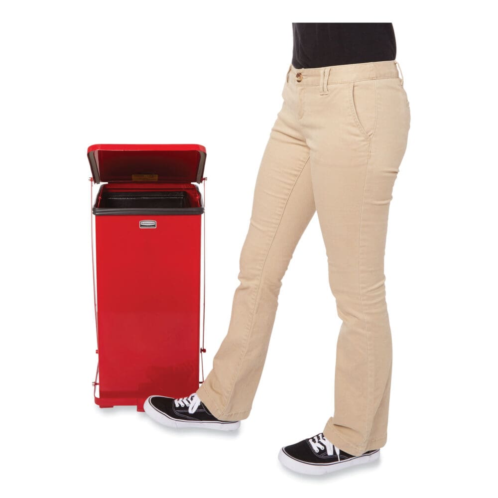 Defenders Heavy-Duty Steel Step Can, 4 gal, Steel, Red - Image 3