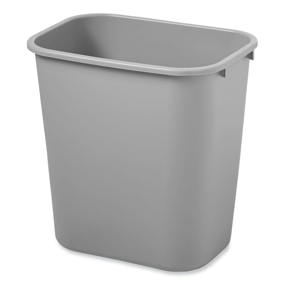 Deskside Plastic Wastebasket, 7 gal, Plastic, Gray - Image 2