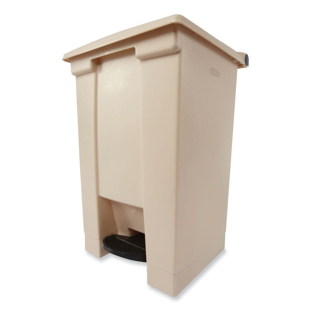 Indoor Utility Step-On Waste Container, 12 gal, Plastic, Beige - Image 3