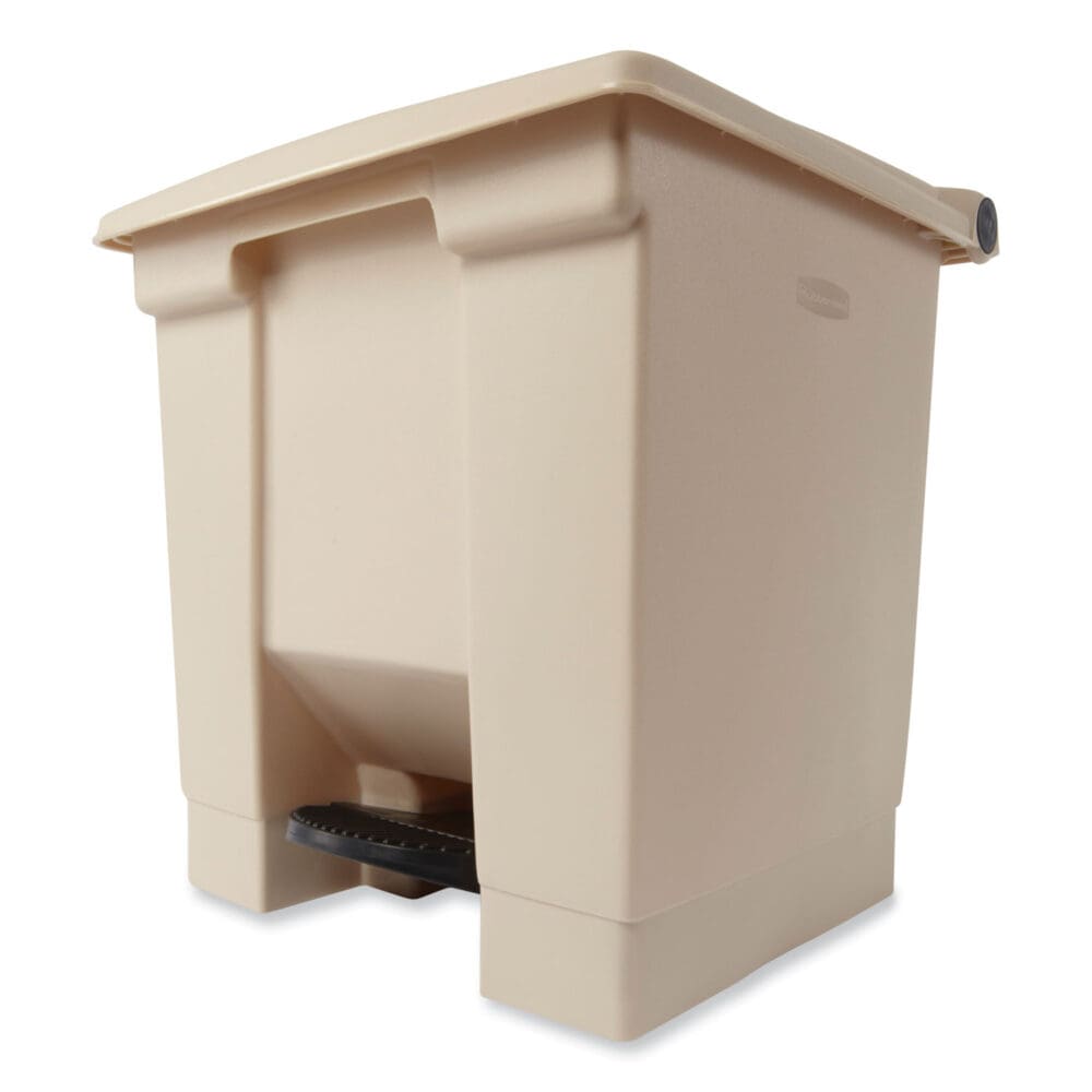 Indoor Utility Step-On Waste Container, 8 gal, Plastic, Beige - Image 4