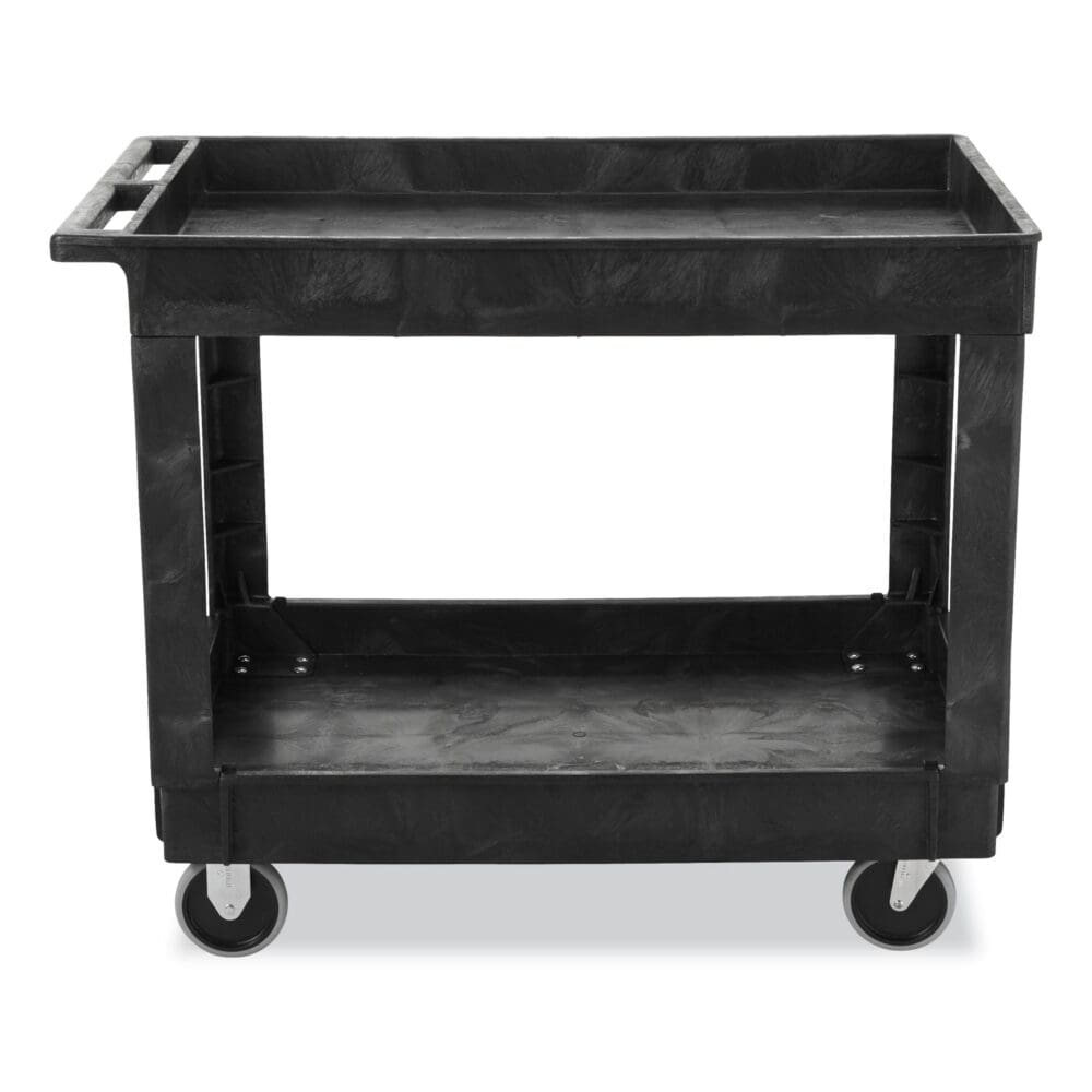 Service/Utility Carts, Plastic, 2 Shelves, 500 lb Capacity, 24" x 40" x 31.25", Black - Image 3