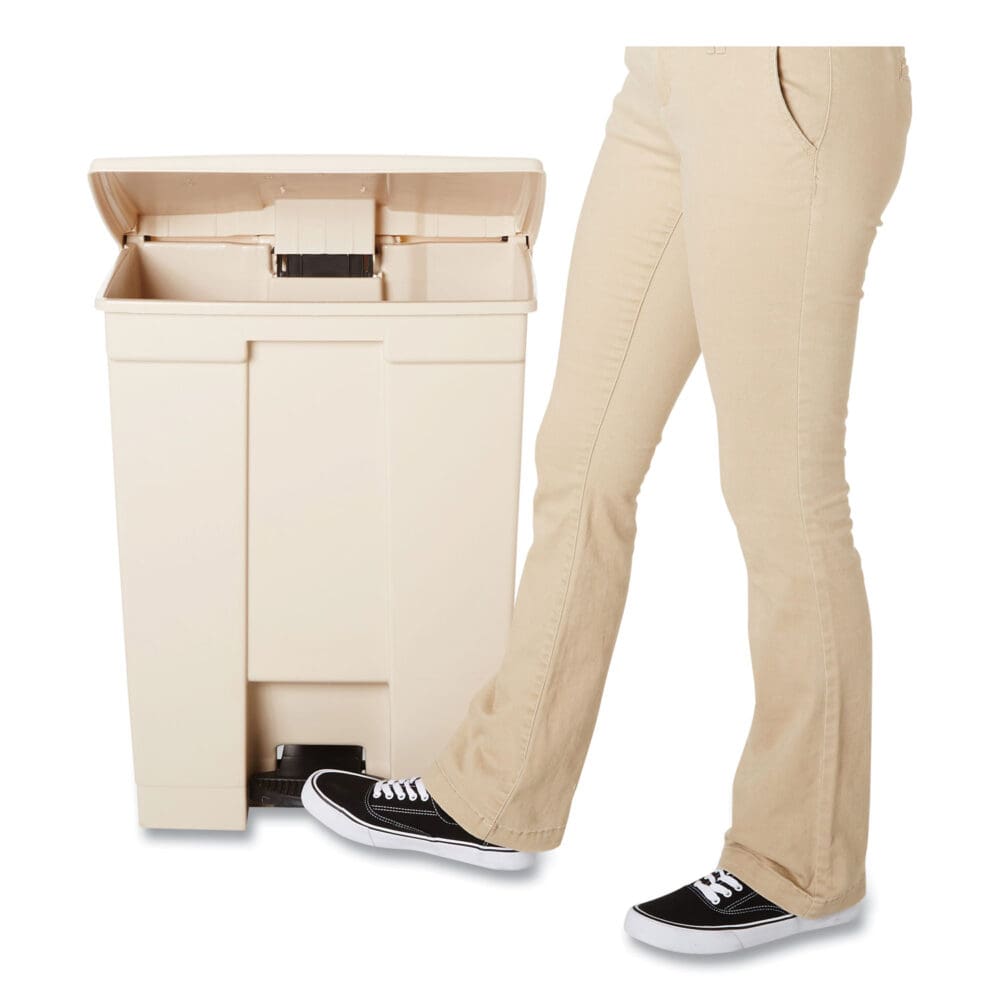 Legacy Step-On Receptacle, 18 gal, Polyethylene, Beige - Image 7