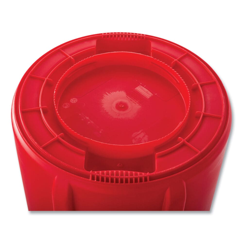 Vented Round Brute Container, 32 gal, Plastic, Red - Image 4