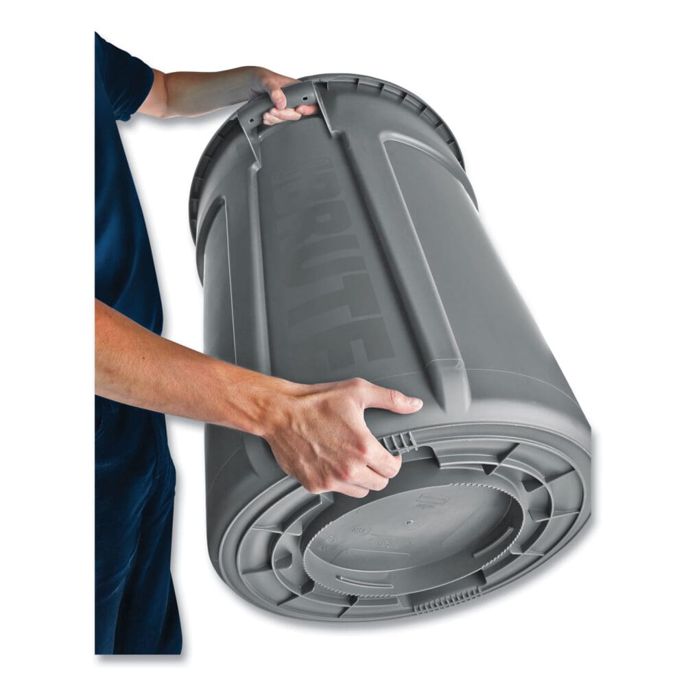 Vented Round Brute Container, 55 gal, Plastic, Gray - Image 3
