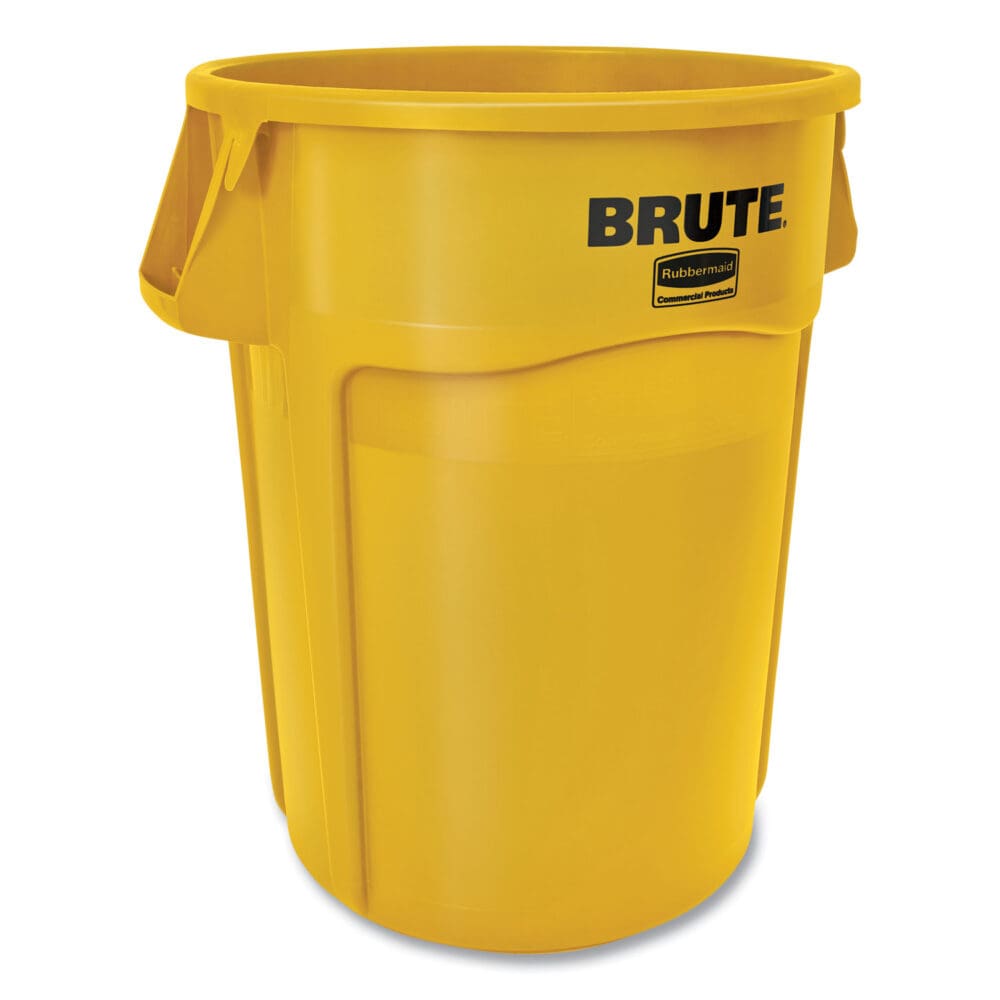 Vented Round Brute Container, 44 gal, Plastic, Yellow - Image 2