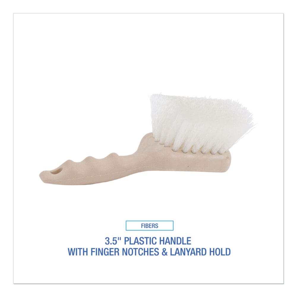 Utility Brush, Cream Nylon Bristles, 5.5" Brush, 3.5" Tan Plastic Handle - Image 2