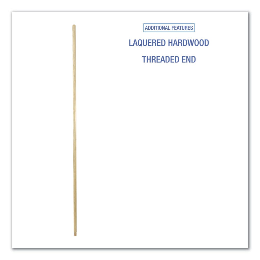 Threaded End Broom Handle, Lacquered Wood, 0.94" dia x 60", Natural - Image 2