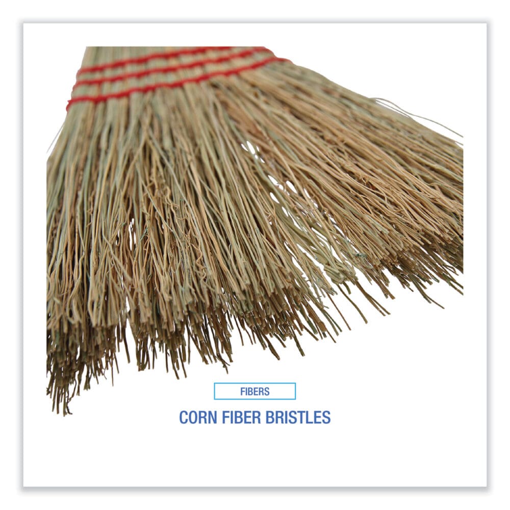 Corn Fiber Lobby/Toy Broom, Corn Fiber Bristles, 39" Overall Length, Red - Image 4