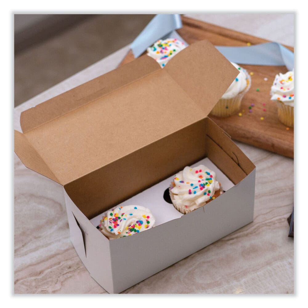 White One-Piece Non-Window Bakery Boxes, Standard, 9 x 5 x 4, White, Paper, 250/Bundle - Image 4