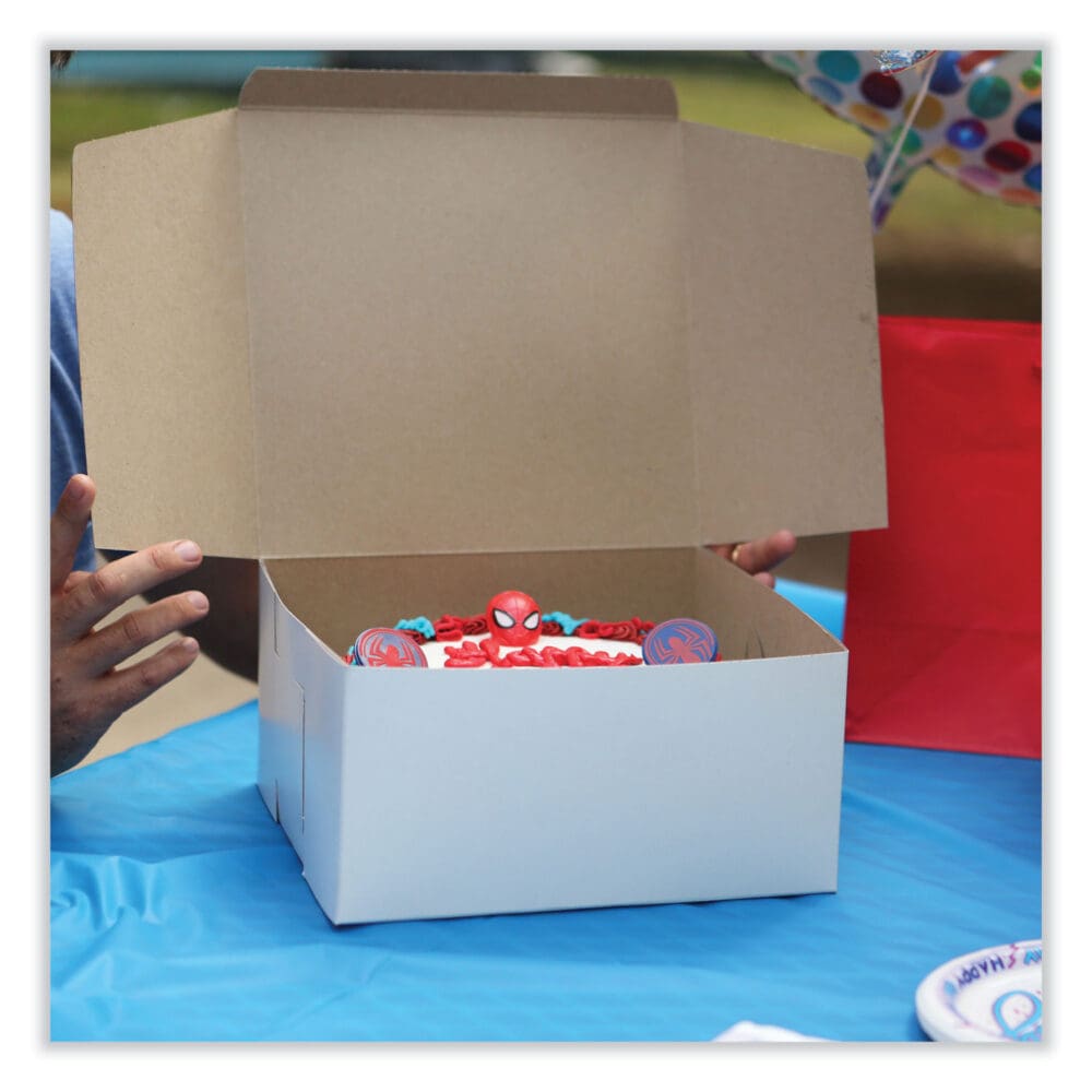 White One-Piece Non-Window Bakery Boxes, Standard, 10 x 10 x 4, White, Paper, 100/Bundle - Image 4